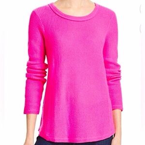 Aqua Hot Pink 100% Cashmere Waffle Knit Sweater – Size S